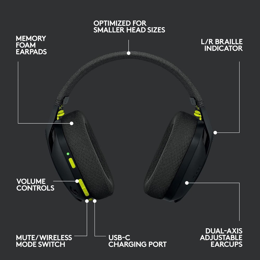 Logitech G435 LIGHTSPEED Wireless Bluetooth Gaming Headset PC PS4 PS5 Nintendo