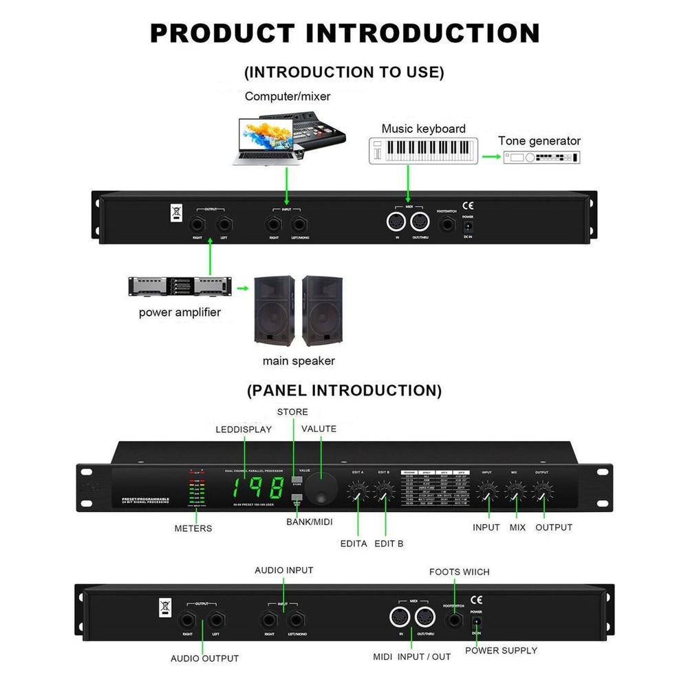 Digital Reverb Multi Effect DSP Processor Professional Audio Processor Equalize