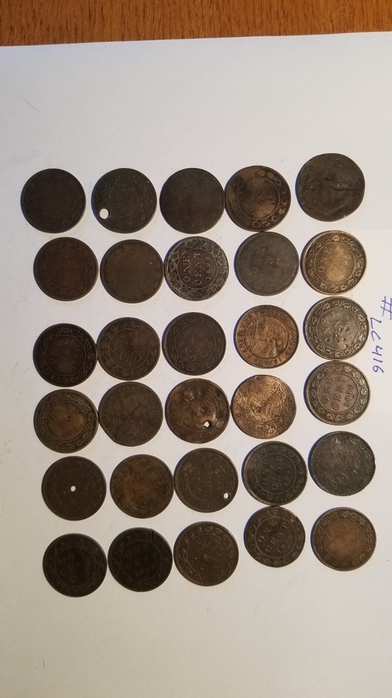 78 Canada  Large Cent Damaged , Holed, Bent, Worn Mixed Lot