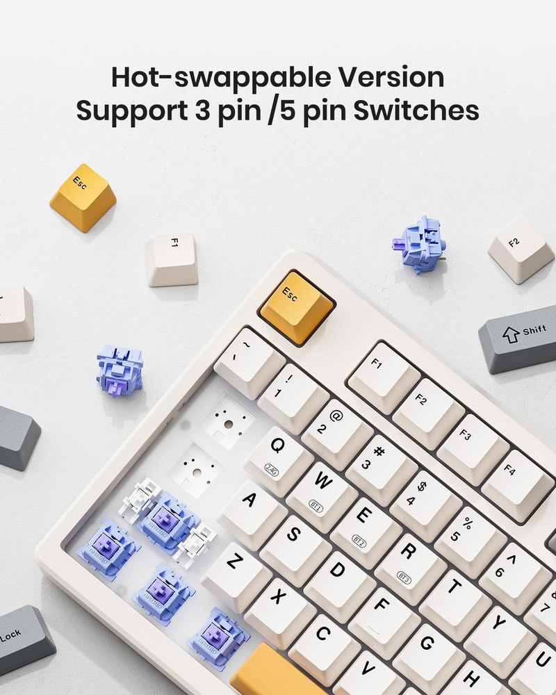 KN85 Wireless Mechanical Gaming Keyboard, 75% Layout with RGB Backlit, Custom...
