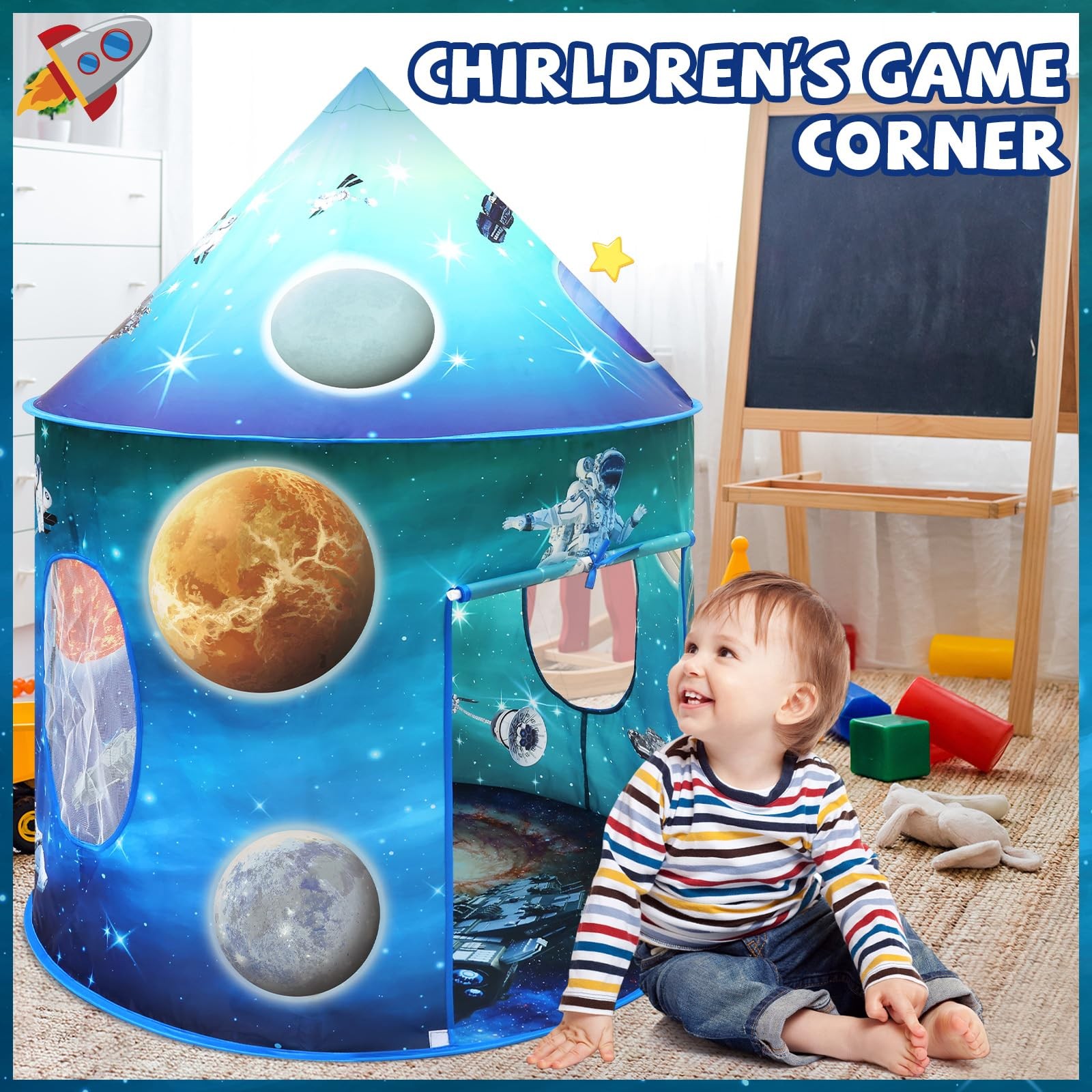 Space World Play Tent Pop Up Kids Indoor Sensory Playhouse Children Foldable ...