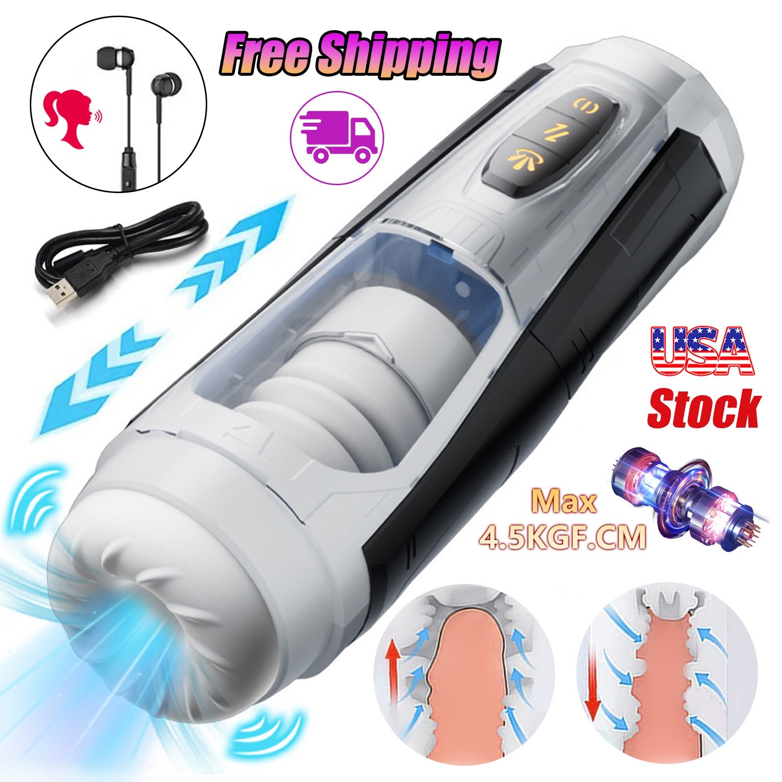 Male Masturbaters Automatic HandsFree Telescopic Cup Sucking Stroker Men Sex Toy