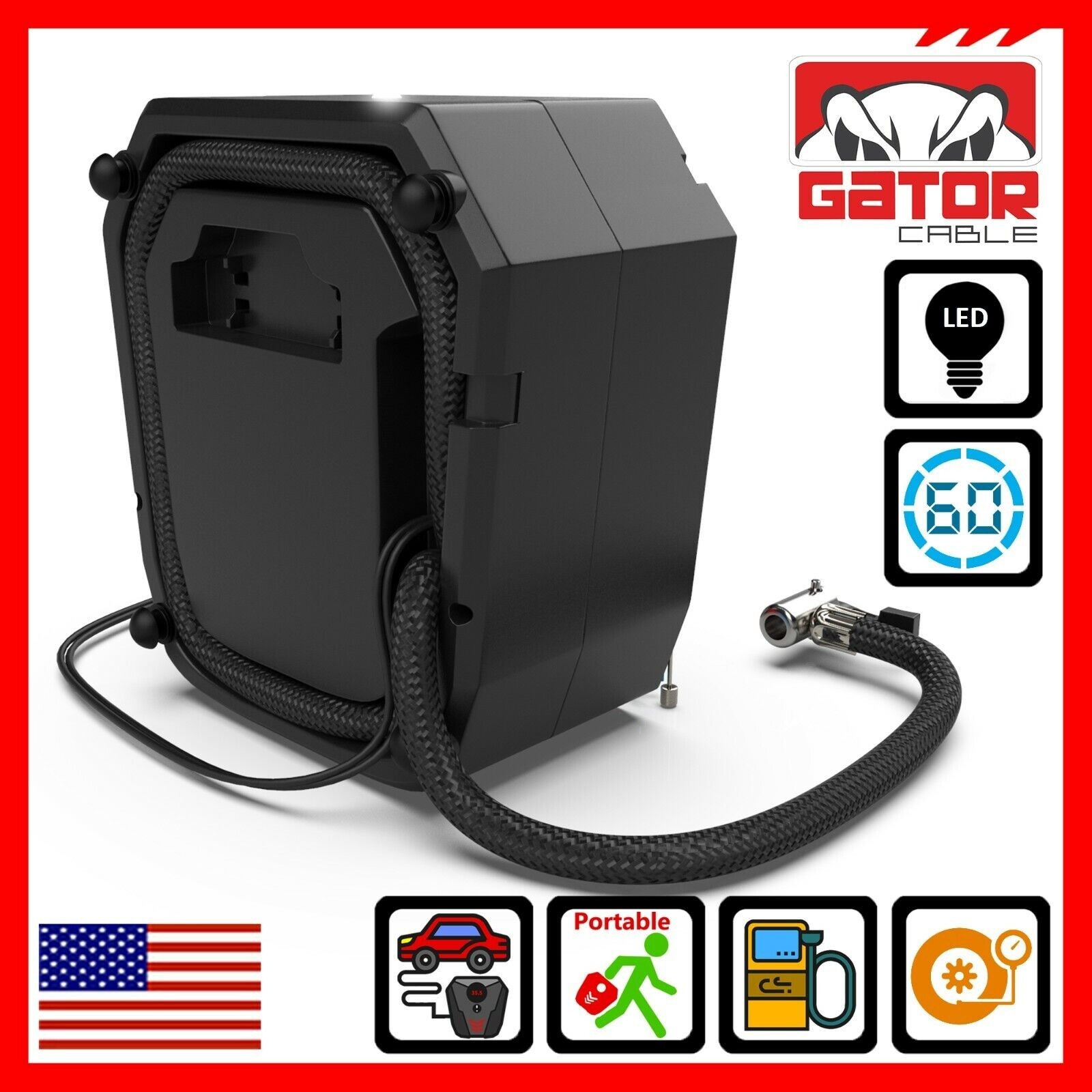 Car Tire Air Pump Inflator Compressor Digital Electric Auto Portable 150PSI 12V