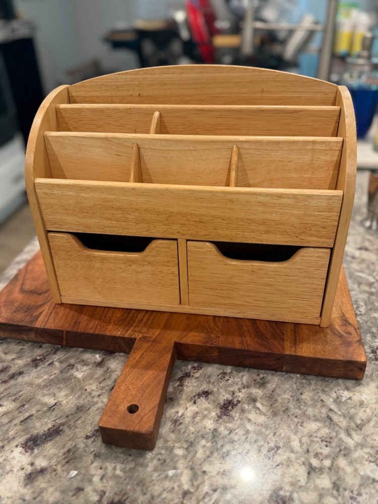 bamboo desk or kitchen organizer hangable