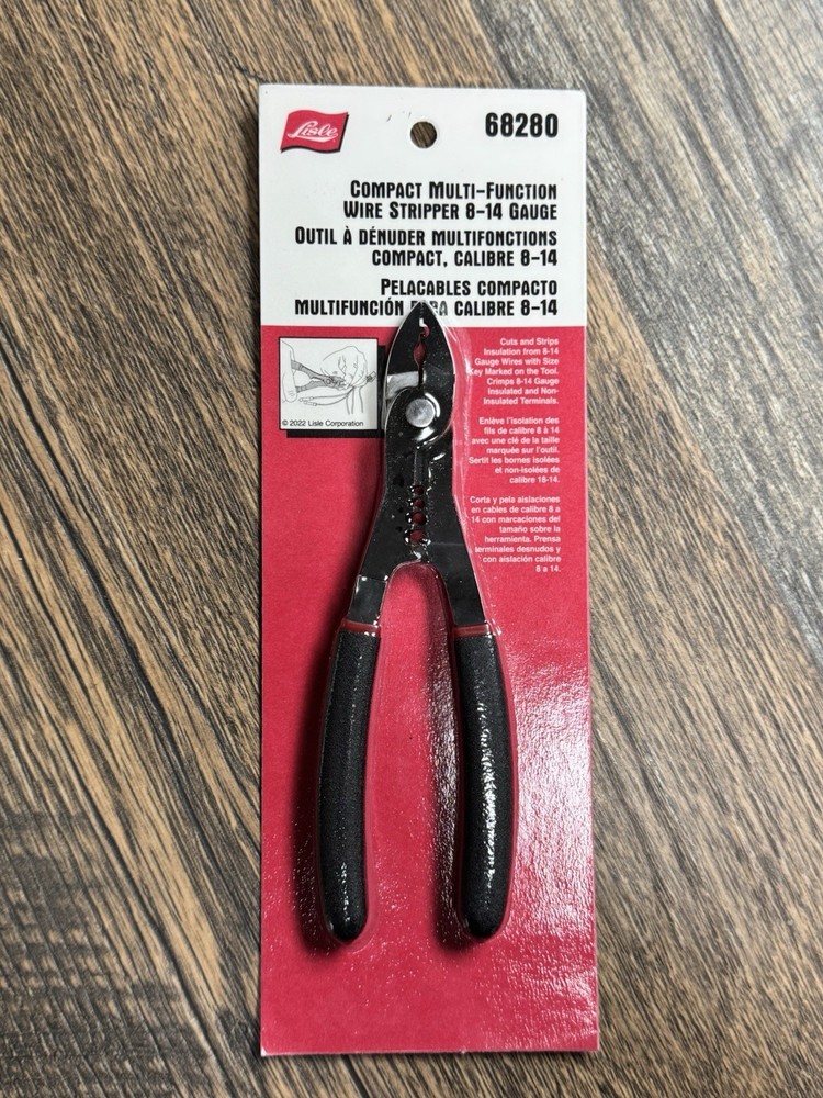 Lisle Tools 68280 Compact Multi-Function Wire Stripper 8-14 Gauge Pliers