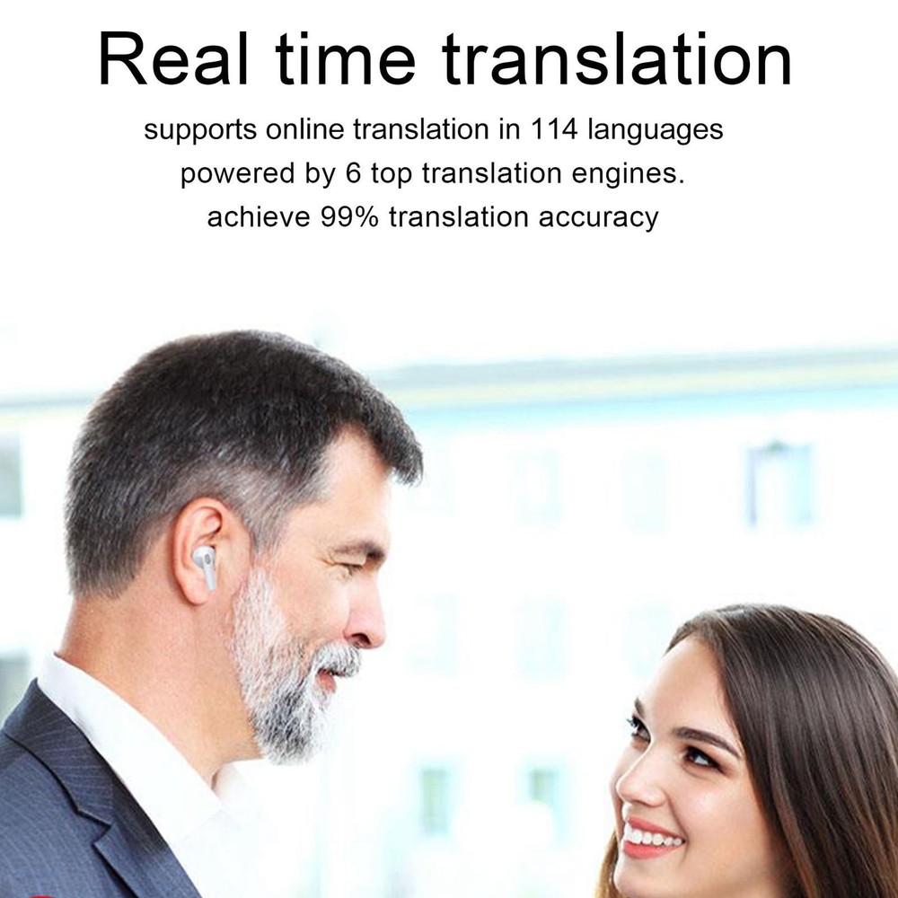(White)Language Translator Earbuds 84 Languages 5 Translation Modes