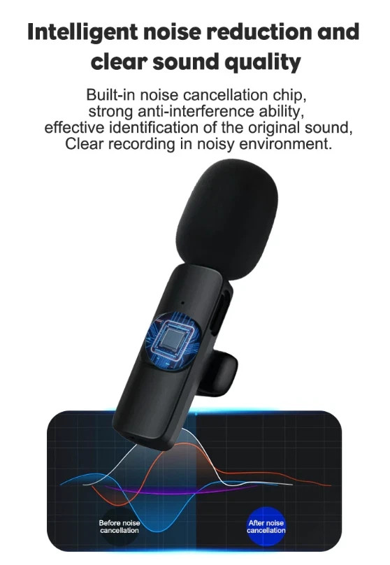 Lavalier Microphone Wireless Audio Video Recording Mini Mic For Android/iPhone