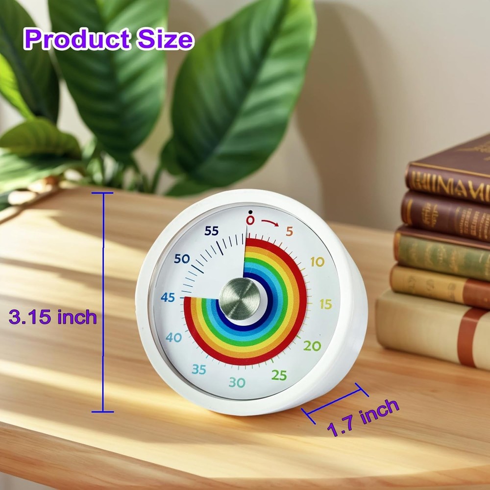 Visual Timer, Kitchen Timer Rainbow Disk 60 Minute Countdown Timer for Kids and