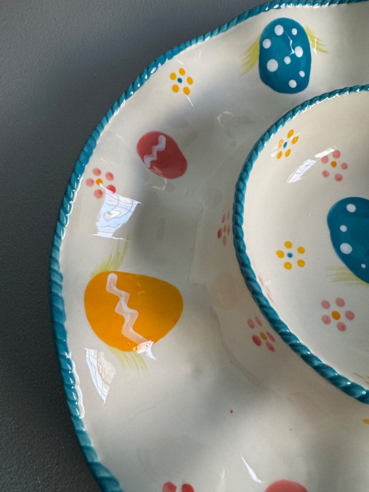 Temptations Easter Egg Hunt Chip Dip Plate Vegetable Cheese Serving Platter 11"