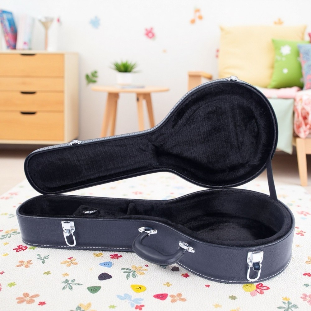 A-Style Mandolin Hardshell Case - Contoured Padded Lockable Black Finish