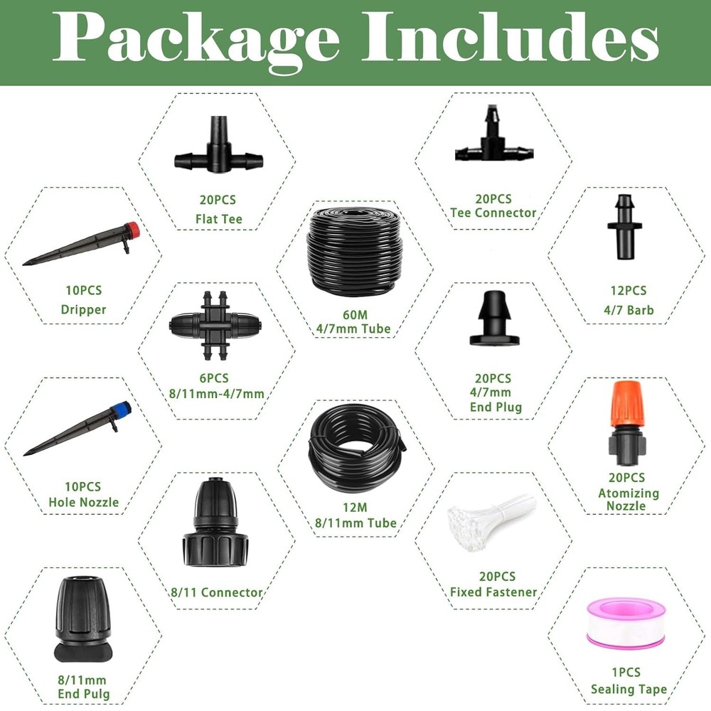 Eco-Friendly 240FT Drip Irrigation System - Adjustable Setup for All Gardens