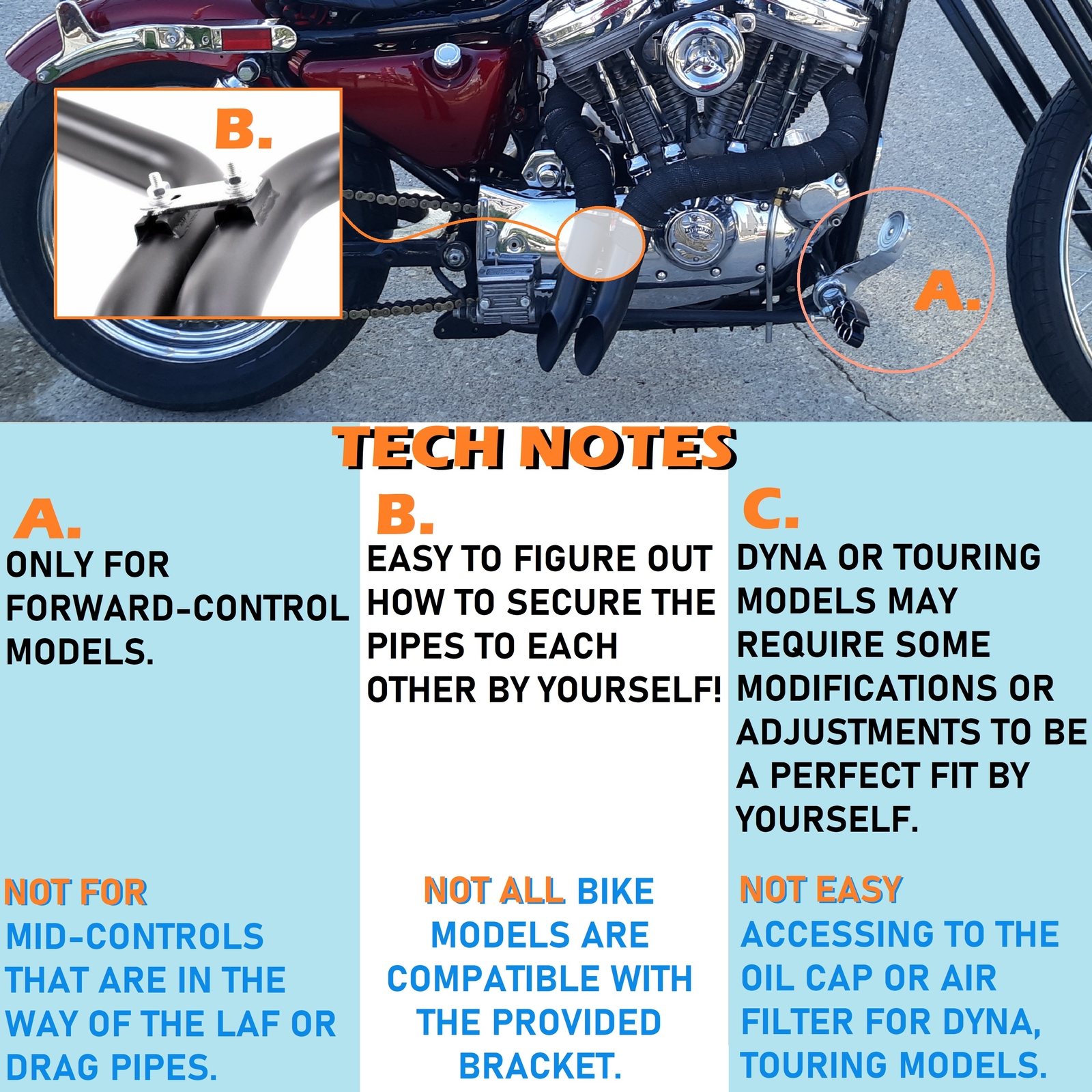 Chrome 2" L.A.F LAF Drag Pipes Exhaust For Harley Sportster Softail Dyna 84-23