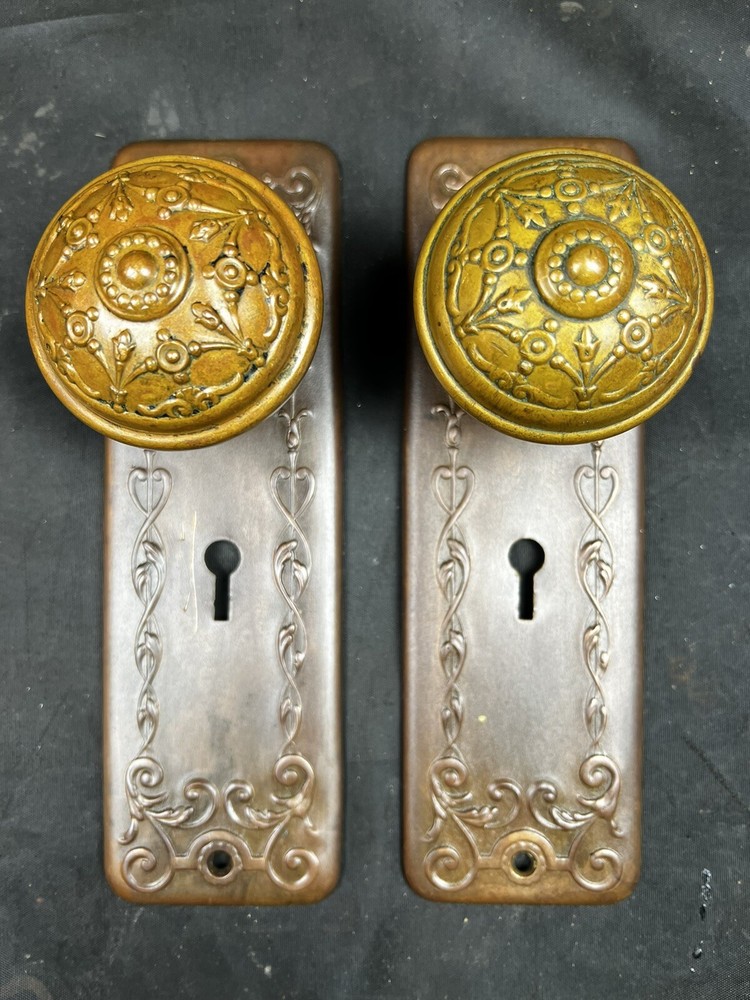 Large Version Reading Clifton Door Knobs, Backplates, Mortise Lock 1890 To 1910