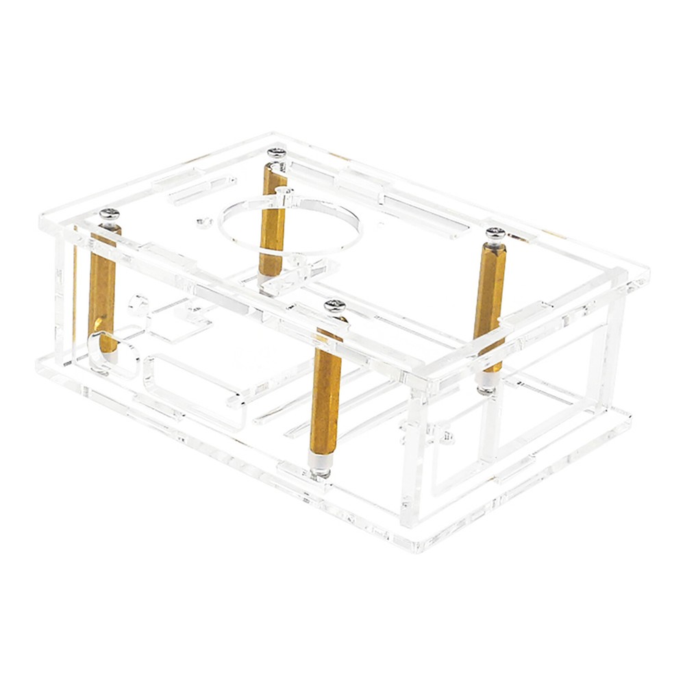 Acrylic Clear Protective Case Box+Heat Cooling Fan for Raspberry Pi 5 Accessori