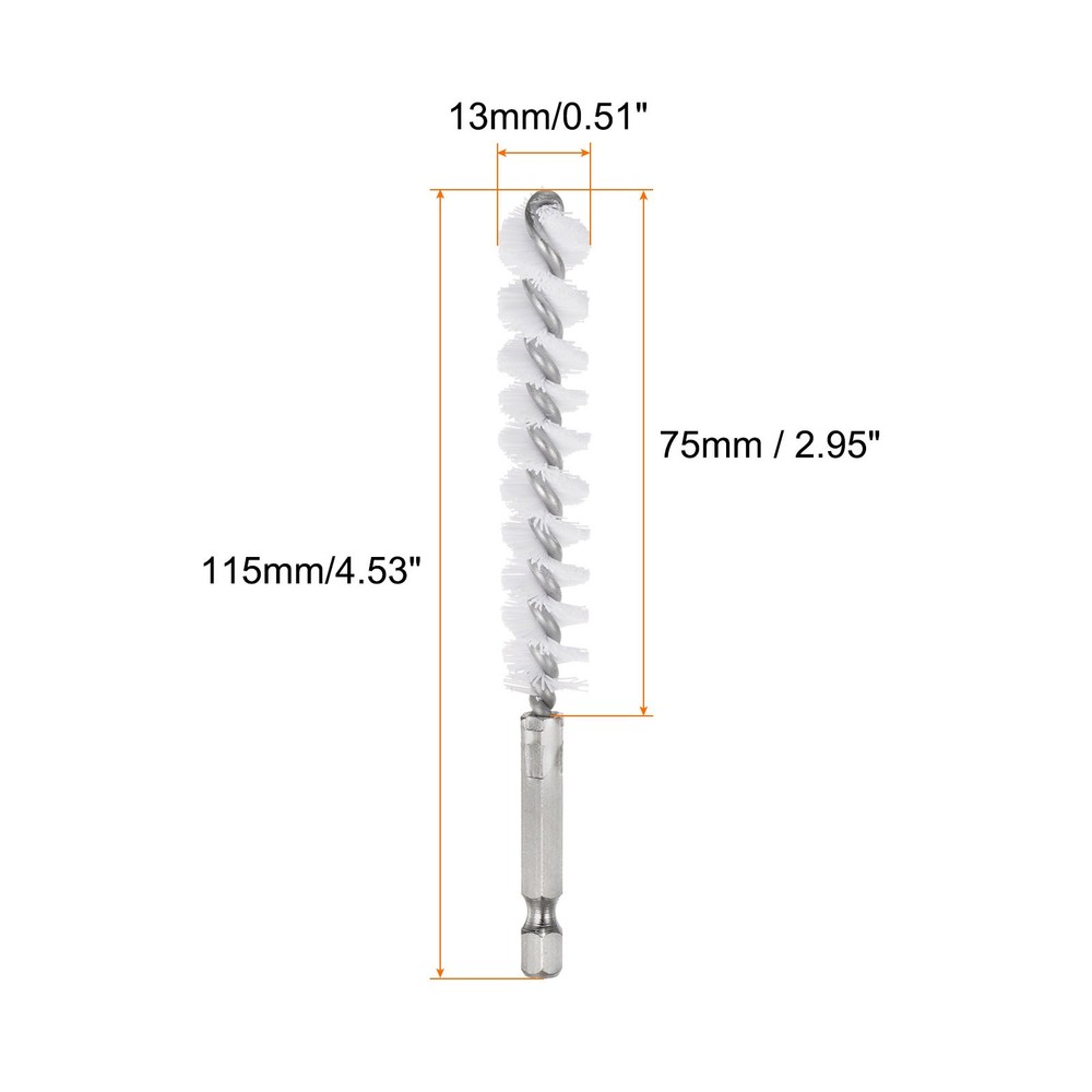 6Pcs Nylon Bore Brush 13mm Dia 4.5" Cleaning Twisted Wire Brush
