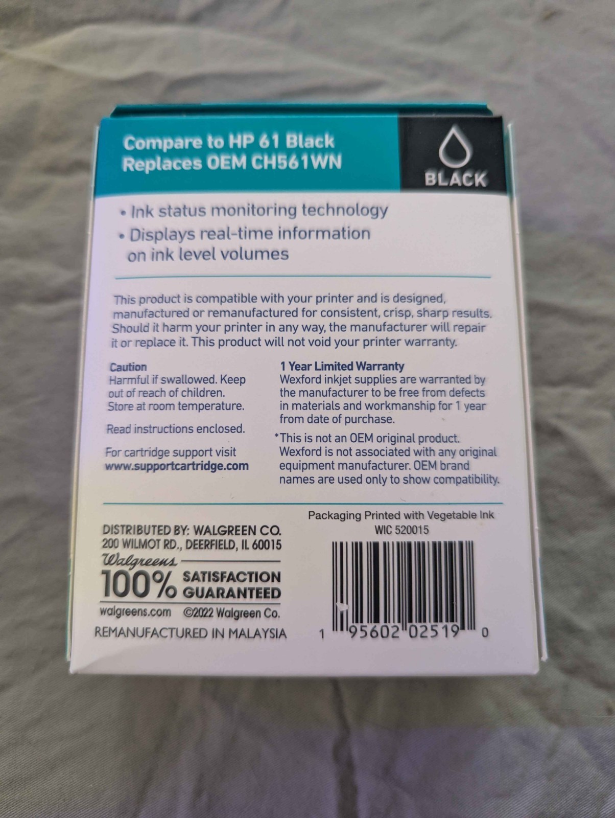 Wexford 61 Black Ink Cartridge Replacement for HP 61 CH561WN 04/23