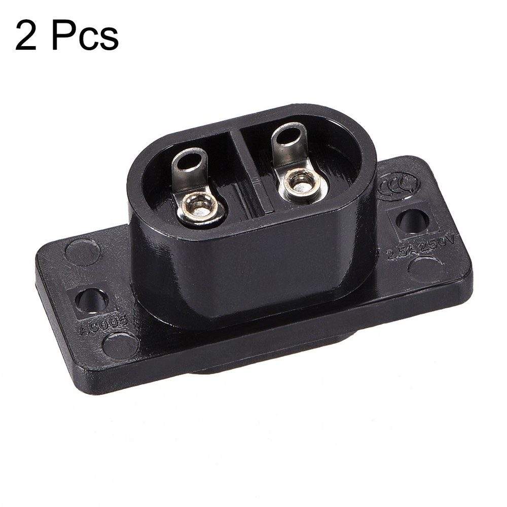 2 x Panel Mount Plug Adapter 250V AC 2.5A C8 2Pin Inlet Module Plug Straight