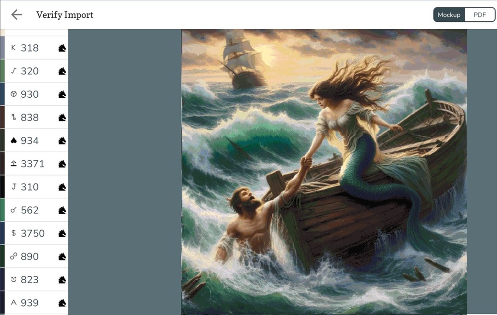 Mermaid Saving her Lover Cross Stitch Design Includes Full Pattern Keeper File