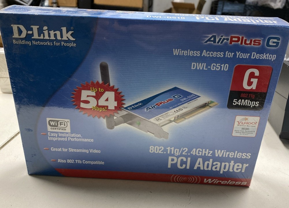 D-LINK AirPlus G 802.11g/2.4 GHz Wireless PCI Adapter for PC (DWL-G510) - NEW