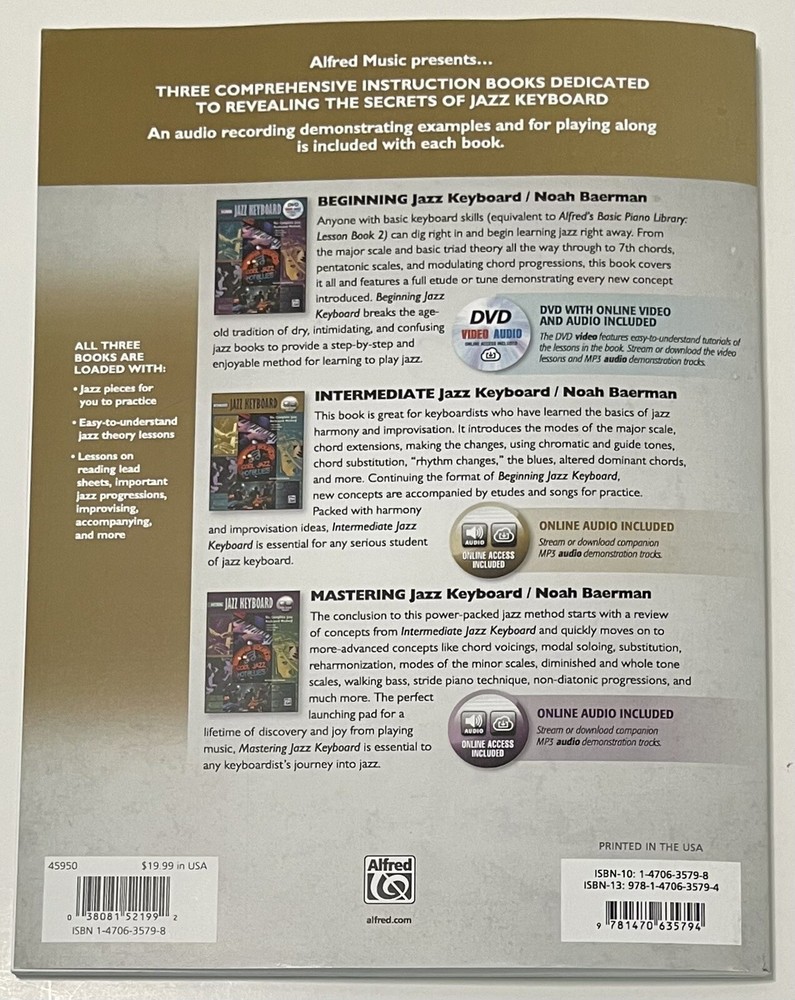 Complete Method: Intermediate Jazz Keyboard w Audio Access Sheet Music PB NEW