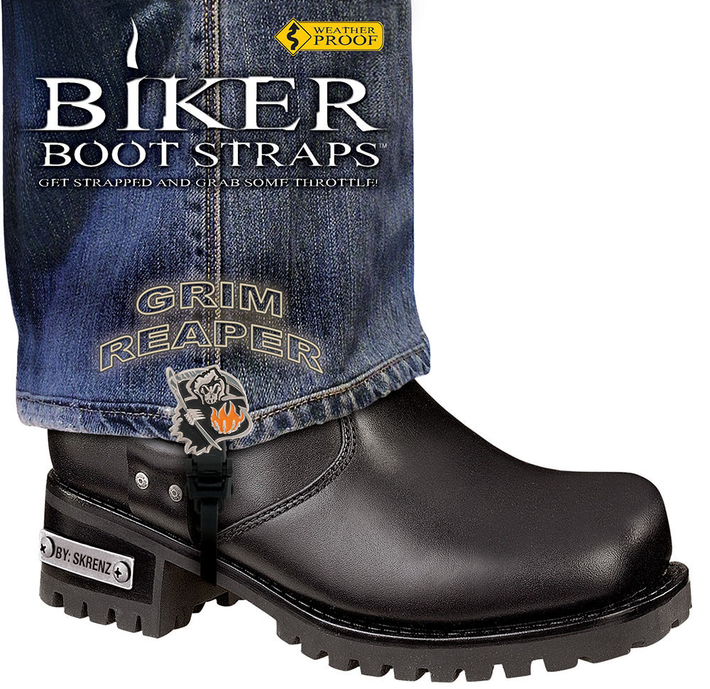 4" Grim Reaper Biker Boot Straps