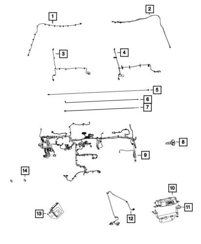 Genuine Mopar 2015 Ram 1500 Front Instrument Panel Wiring Part Module 68240625AB