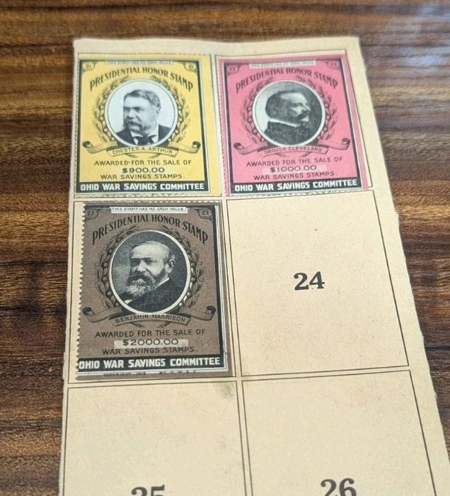 1919 Ohio War Savings Committee Envelope, Booklet and 23 Honor Stamps HTF