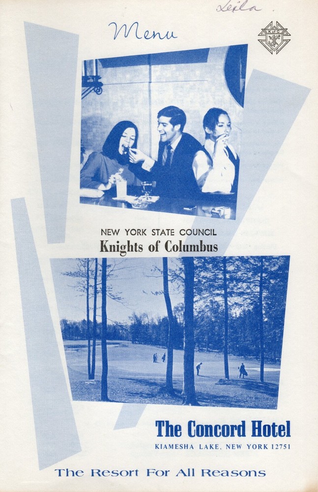 The Concord Hotel Dinner Menu