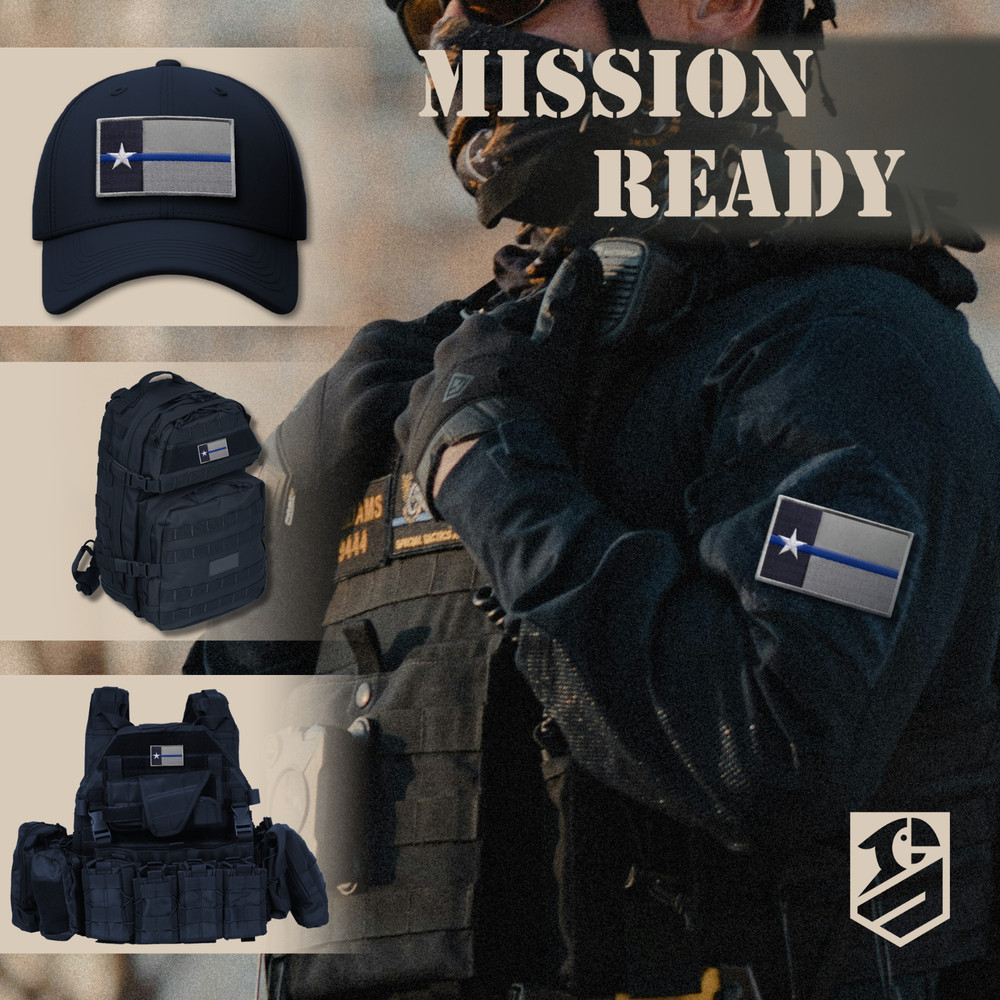 2Pcs Blue Line Flag Patch, Embroidered Texas Flag Patch with Thin Blue Line