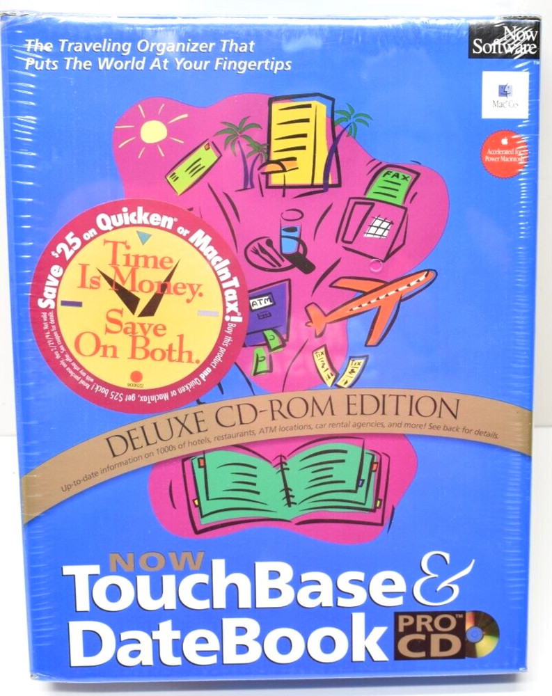 Now Software Touchbase & Datebook Version 4.2 CD-ROM 1995 Macintosh New Sealed
