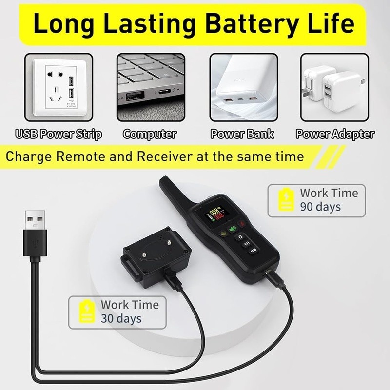 Automatic Bark Collar 3 Dogs Remote Control Vibration Shock Adjustable Modes New