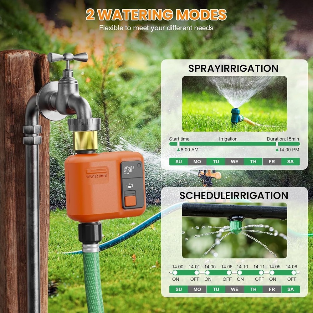 WiFi Garden Water Timer 984ft Range App Voice Control Rain Delay