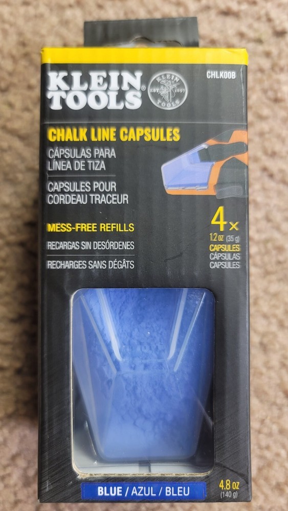 Klein Tools CHLK50B Auto-Retracting Chalk Line + Extra Capsules CHLK00B