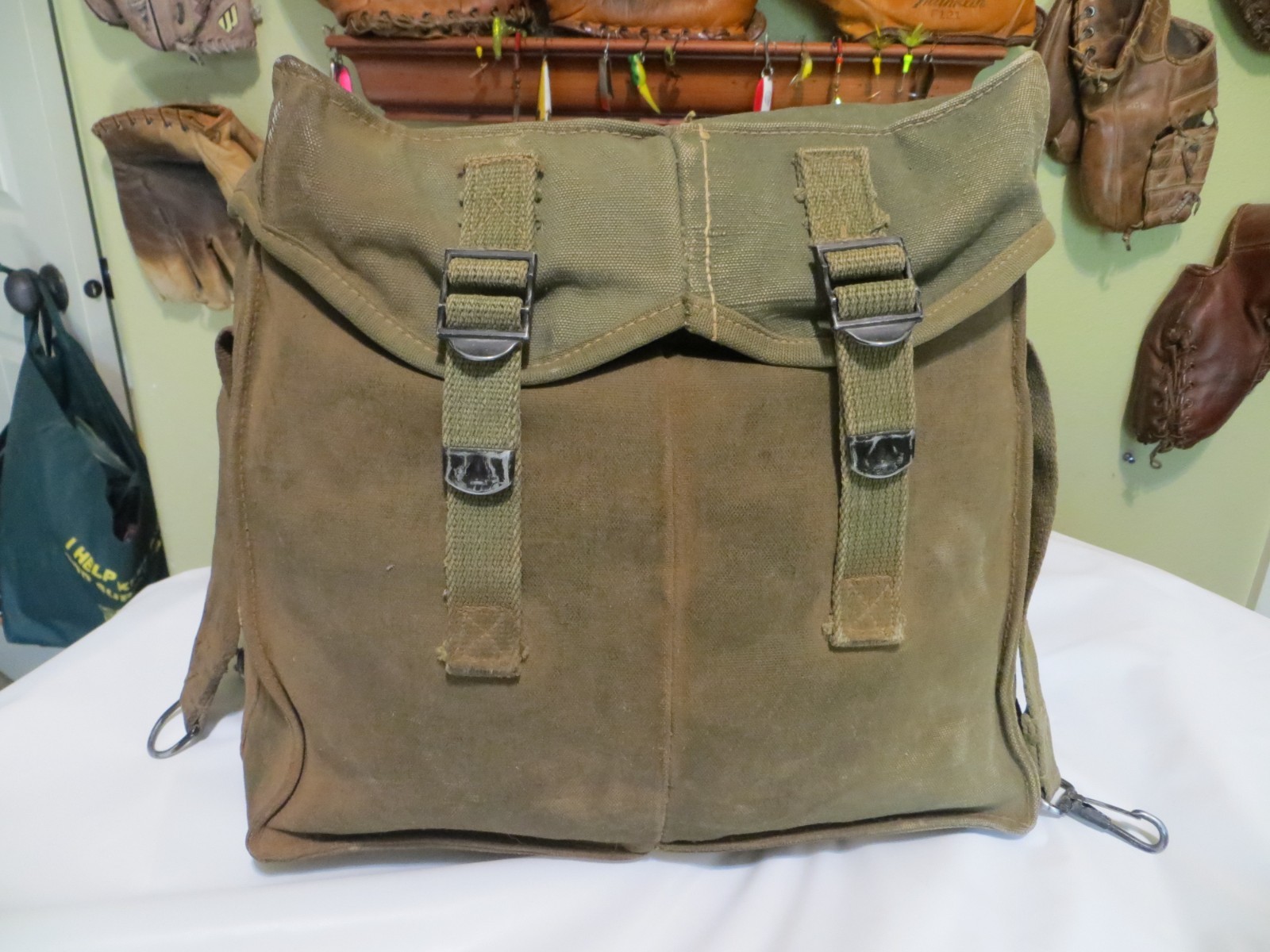 ORIGINAL WWII US ARMY M1 AMMO BAG CUSTOM FIELD FIELD HAVERSACK BACKPACK