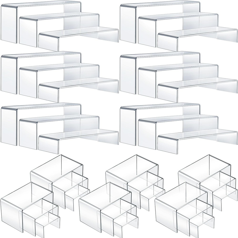 36 Pcs Acrylic Risers Large and Medium Acrylic Risers for Display Clear Displ...