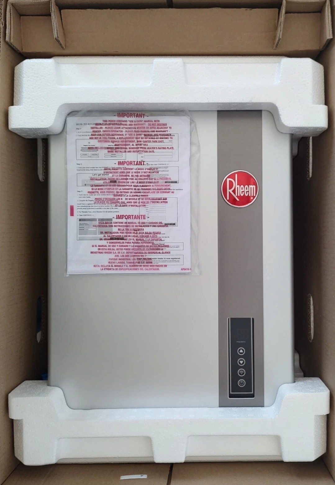 Rheem Tankless Water Heater Natural Gas Indoor 9.0 GPM SMART WIFI ECOH180DVELN-3
