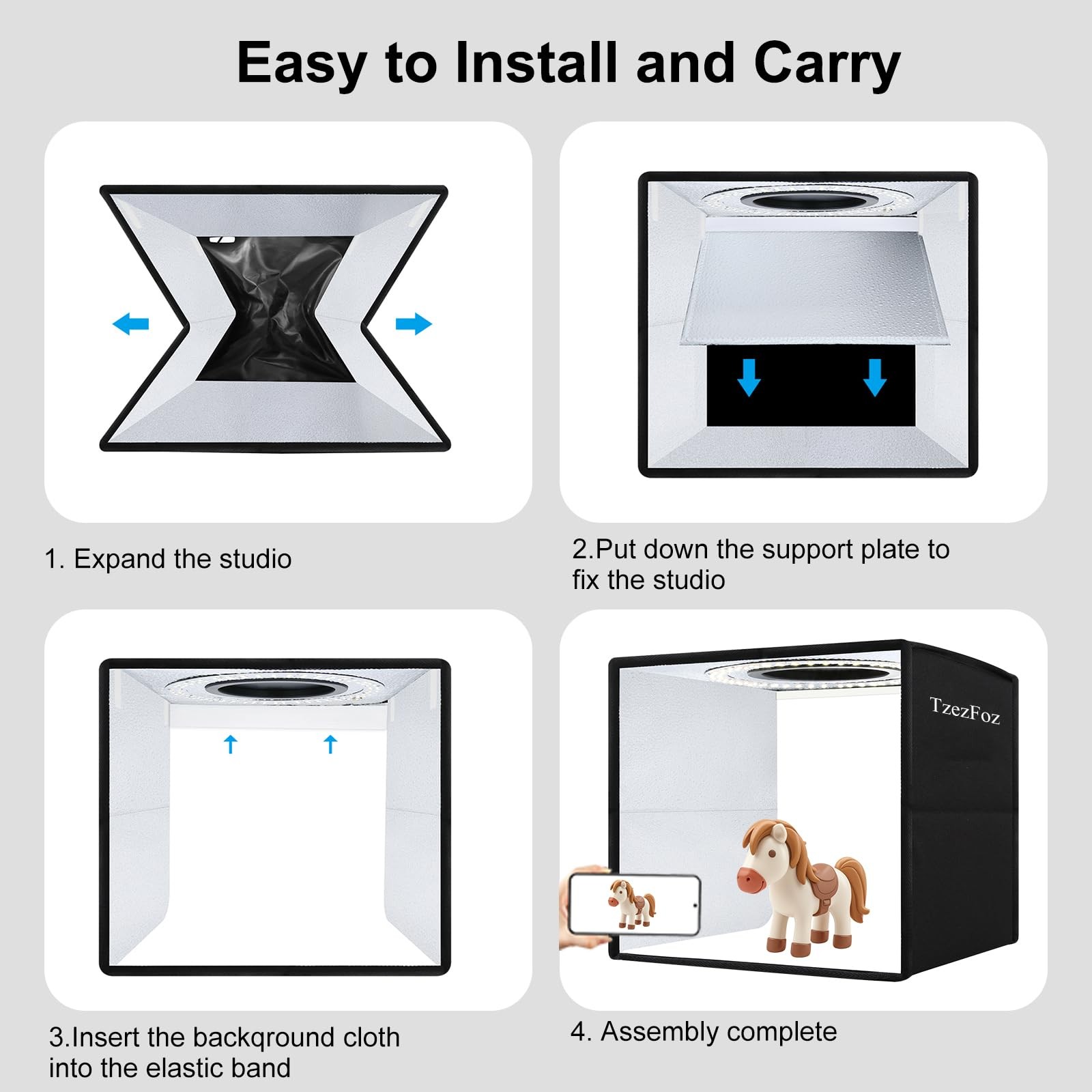 TzezFoz 16x16in Folding Portable Photo Lighting Upgrade 16x16 inch, 16*16in