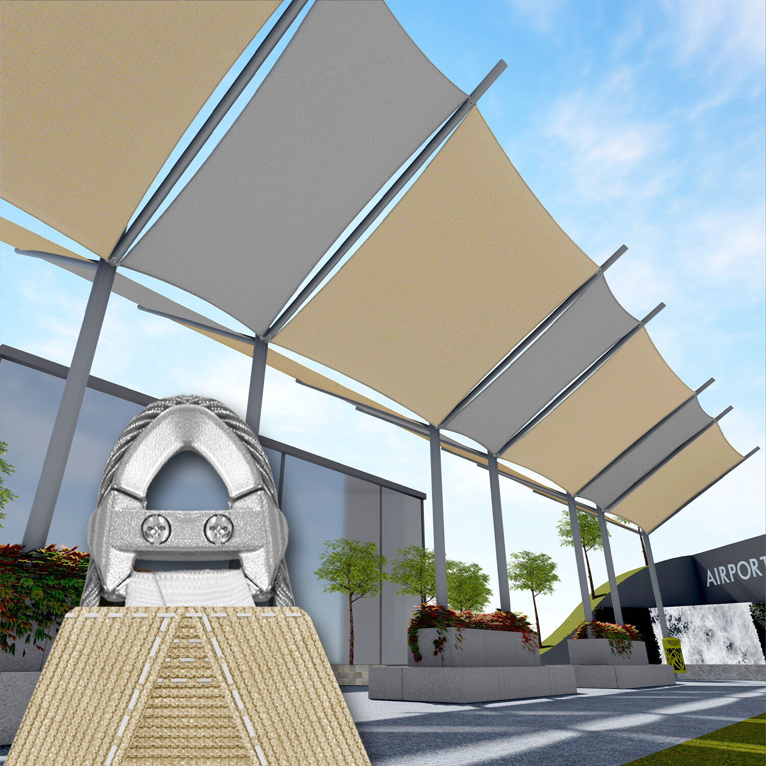 20x24' Sun Shade Sail Heavy Duty Awning Garden Yard Canopy Cover w/ Steel Wire