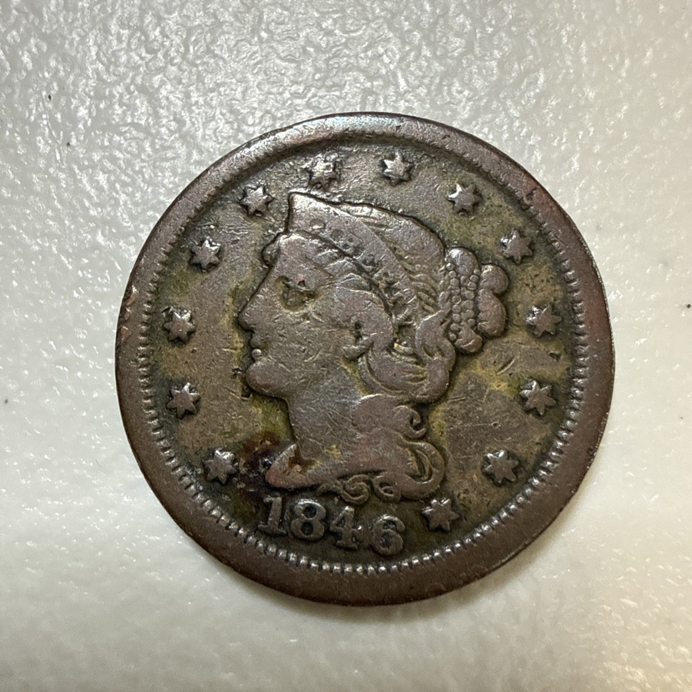 1846 Braided Hair Large Cent In VG Condition Circulated