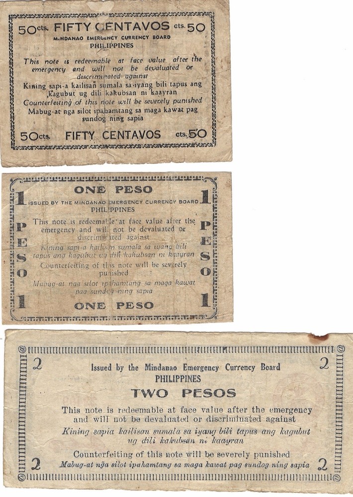 (full Set) 1944 Philippines World War II Guerrilla Issue Notes. (.50 Through 20)