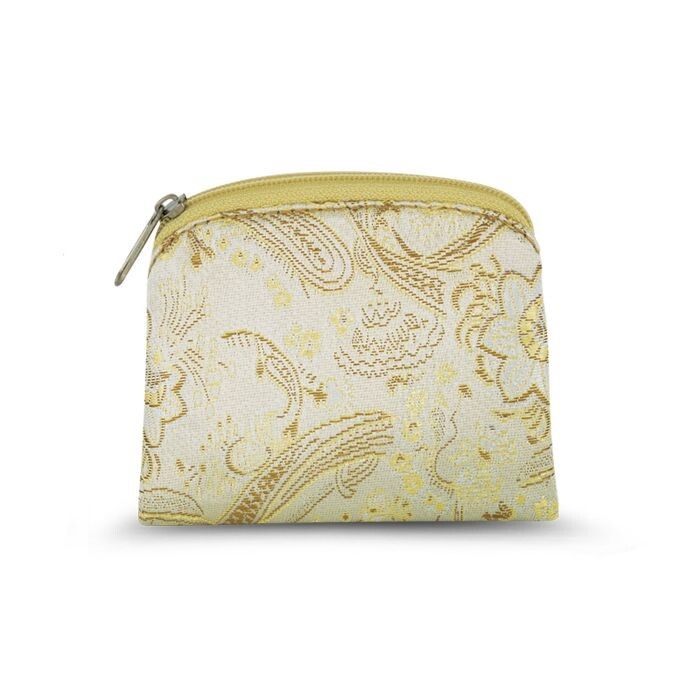 Gold Brocade Zippered Lined Rosary or Chaplet Pouch 1680