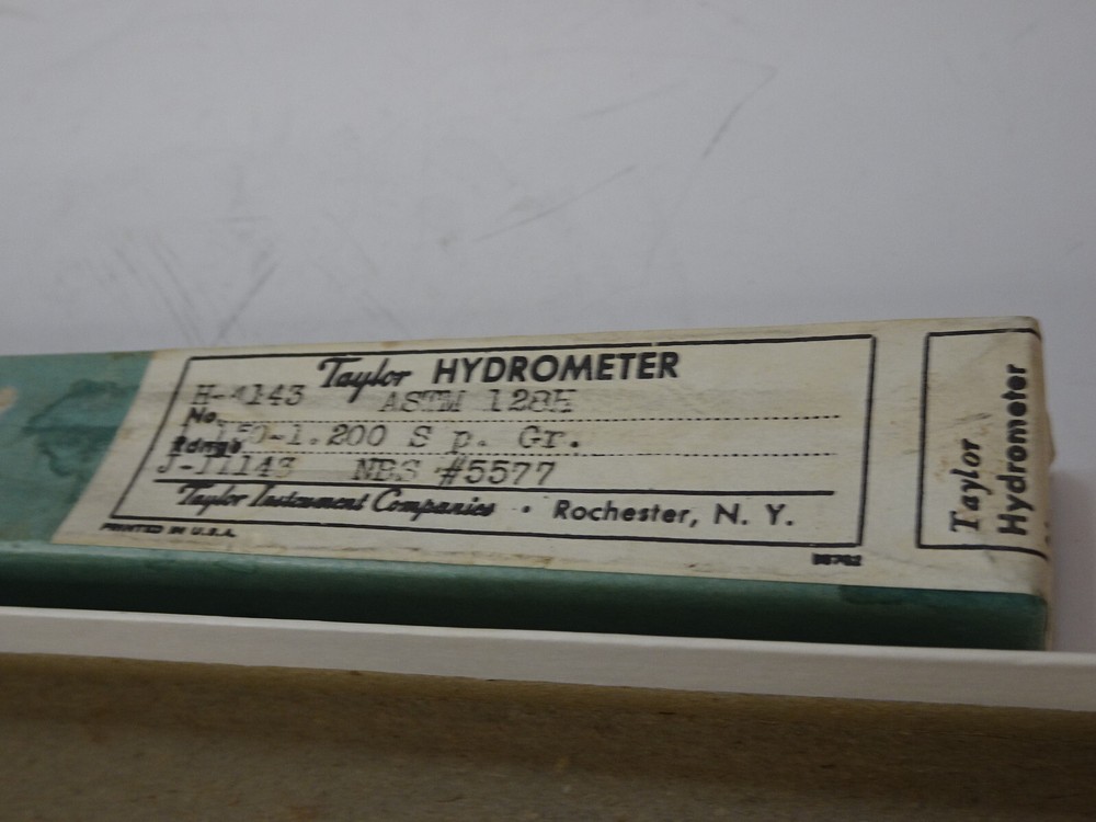 VINTAGE TAYLOR HYDROMETER SPECIFIC GRAVITY ASTM No. 128H *