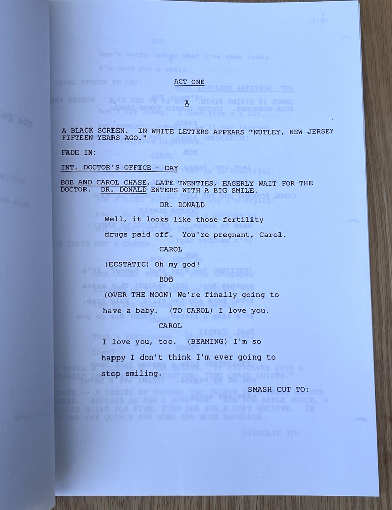 2004 Quintuplets Television TV Sitcom Original Pilot Episode Script The Quints