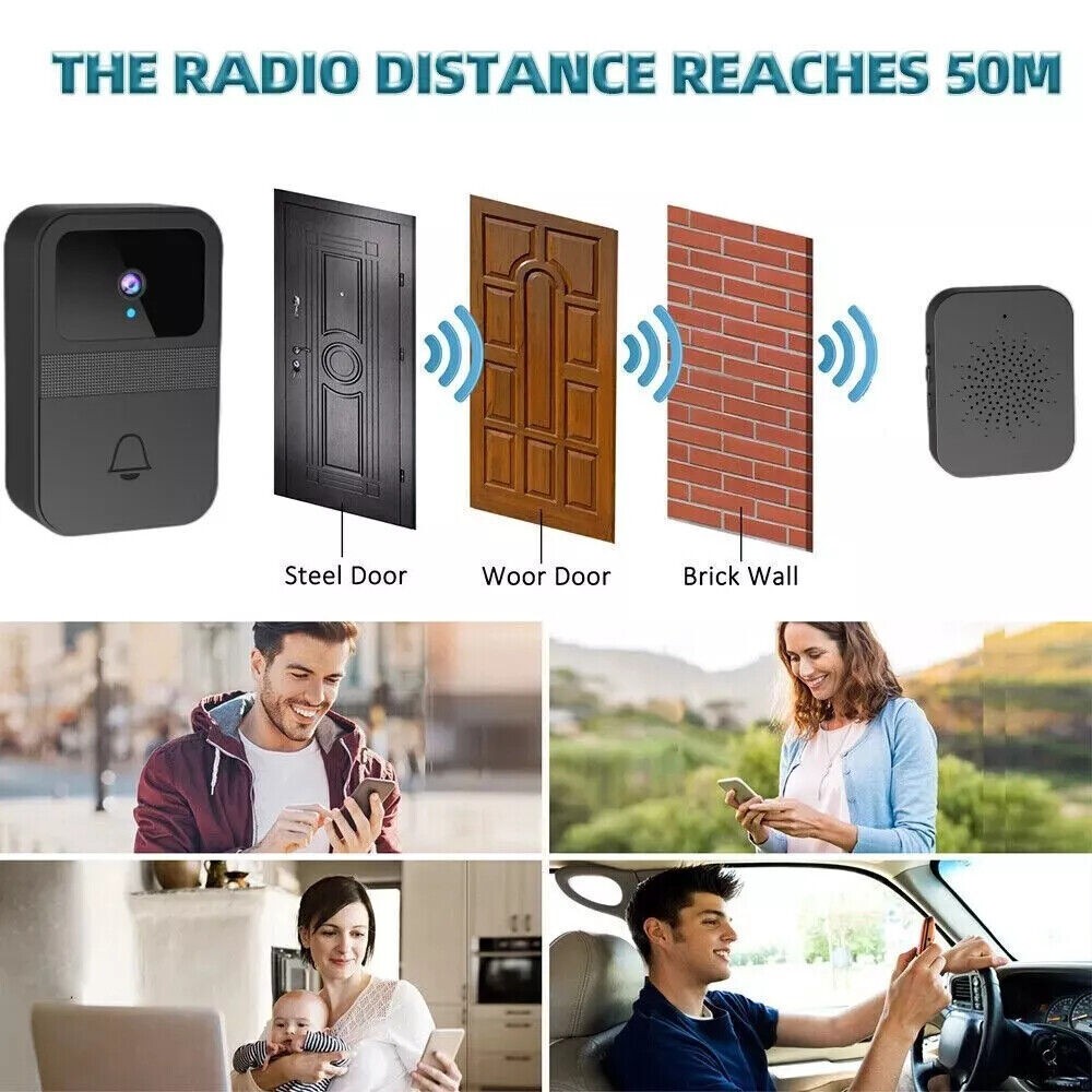 Smart Doorbell with Wireless Intercom WiFi Video Security Camera Night Vision