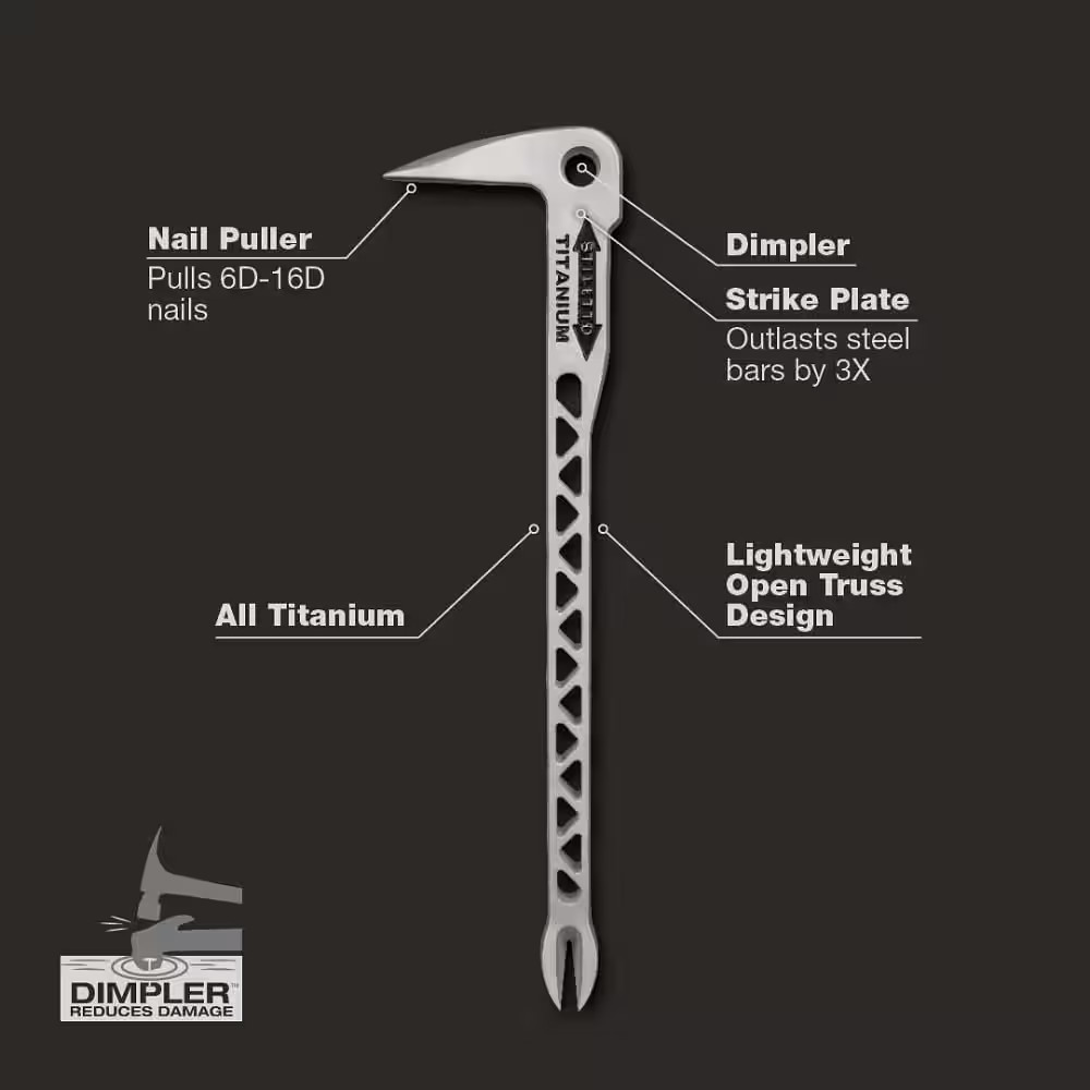 12 In. Titanium Clawbar Nail Puller with Dimpler