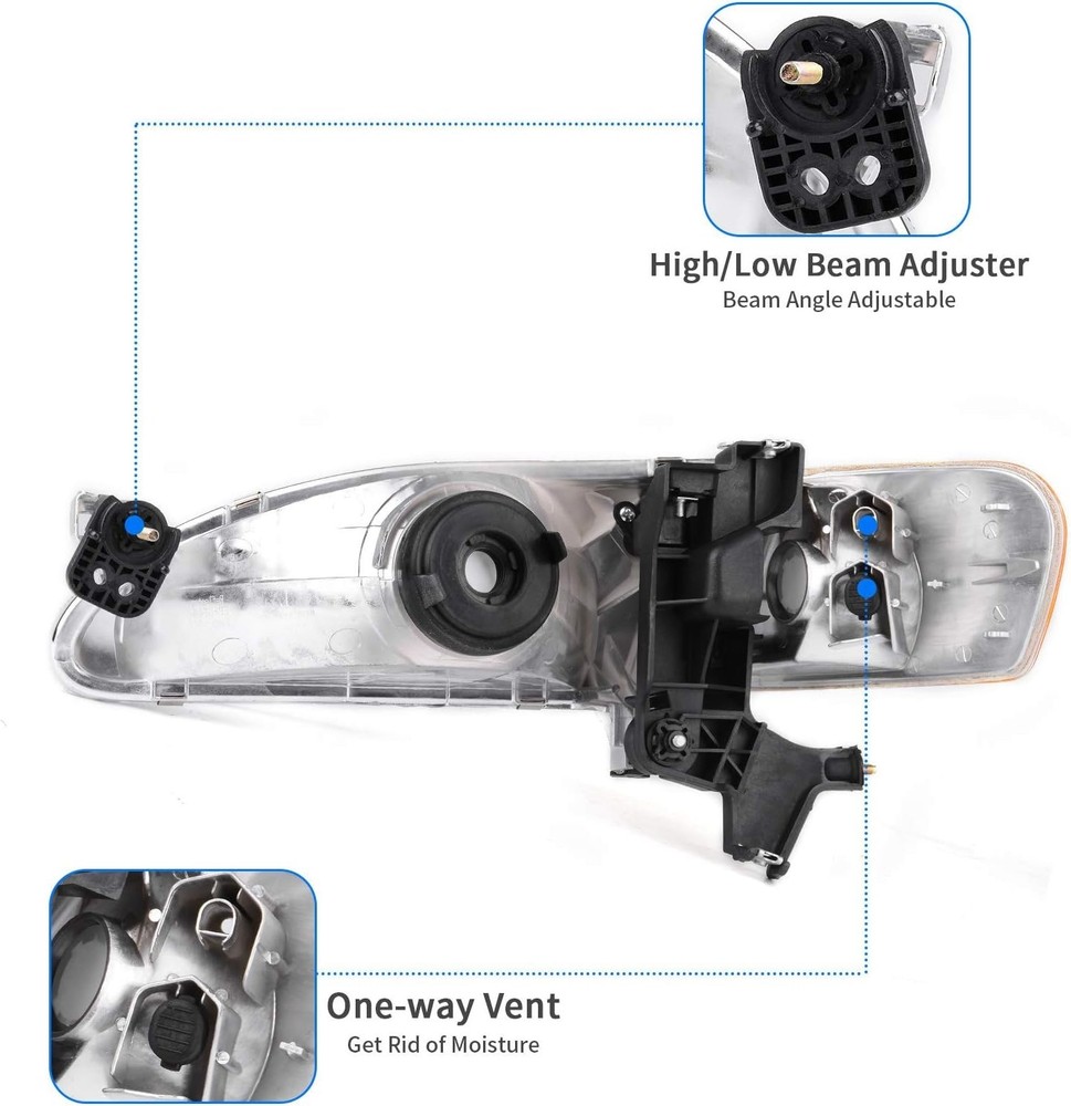 Headlight Assembly Compatible with 1998 1999 2000 Corolla Headlamps Replacement