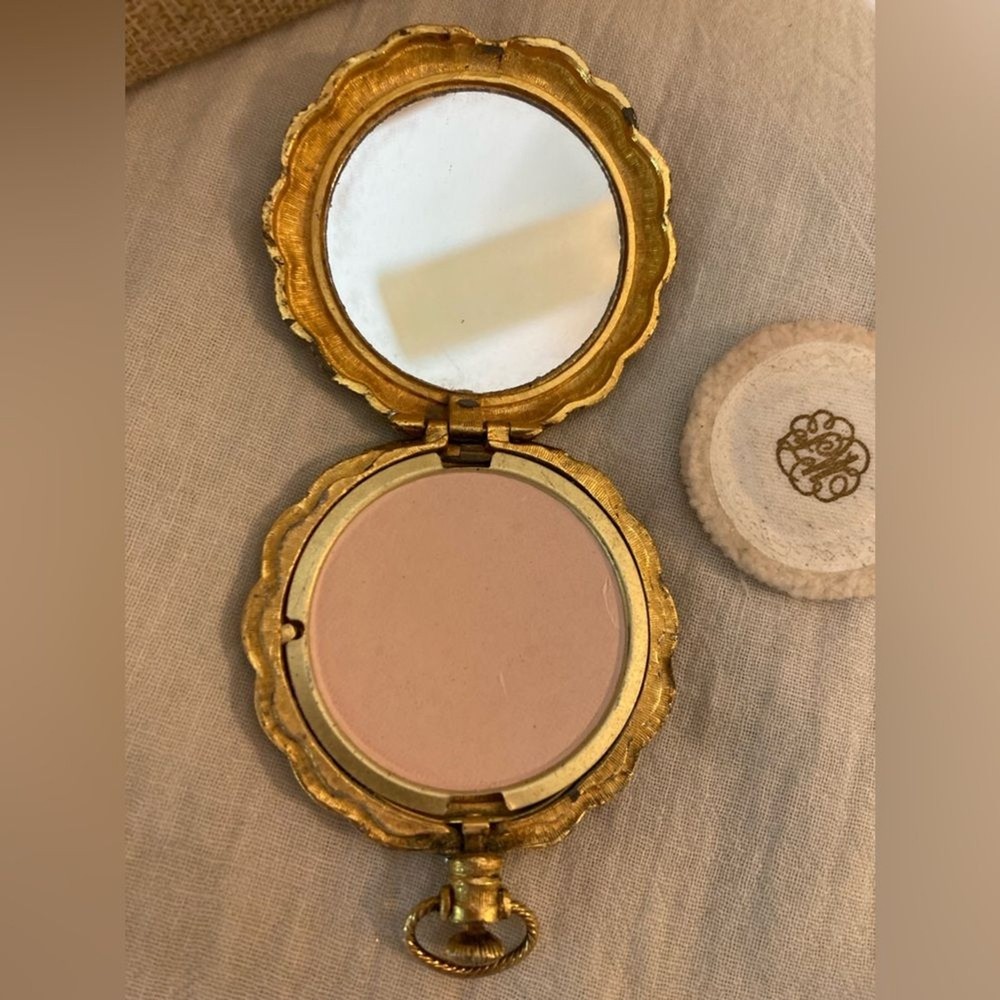 Vintage Compact Powder Old Etched