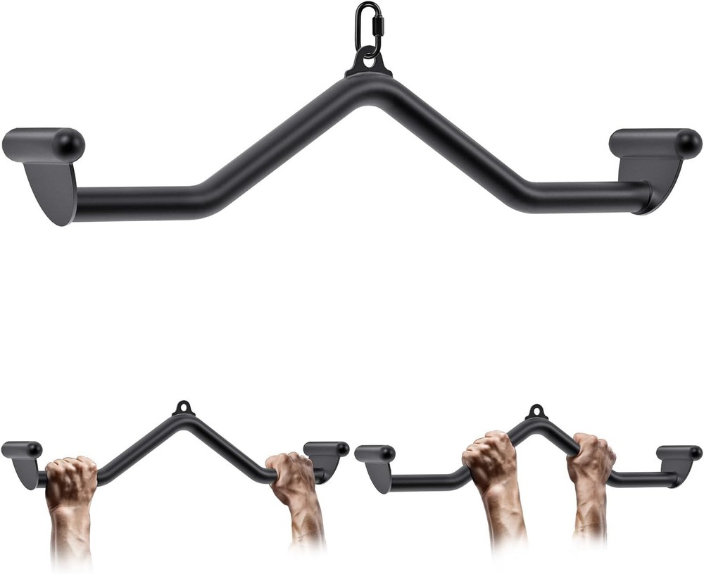 12" LAT Pull Down Bars Cable Machine Attachment, Rowing T-bar V-bar Set, Back...