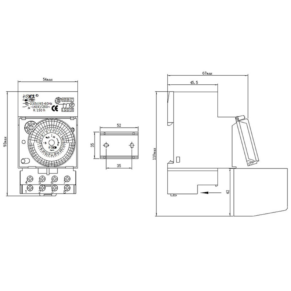SUL181H Mechanical Timer 24 hours Time Switch Relay 230V 16A Electrical Timer