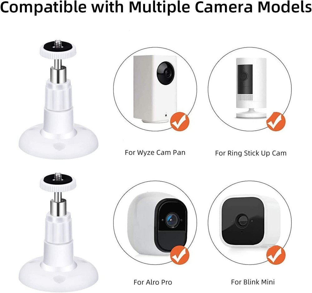 2pcs Universal Wall Mount Bracket for Security Camera with 1/4" Screw Connector